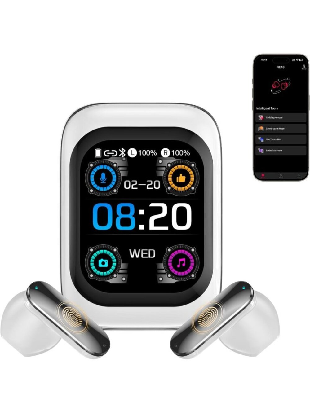 Real-Time Translation Earbuds - 165 Languages, Wireless Bluetooth Headphones for